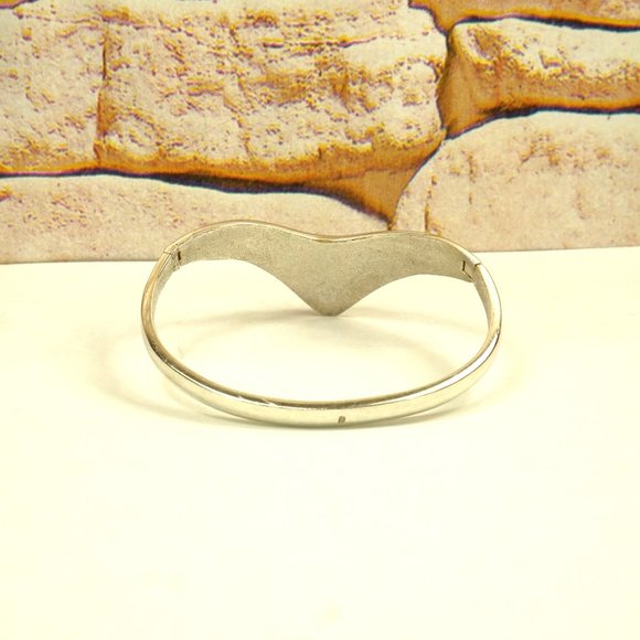 MODERNIST AMBER 925 SILVER BANGLE BRACELET HINGED RARE - Picture 4 of 10